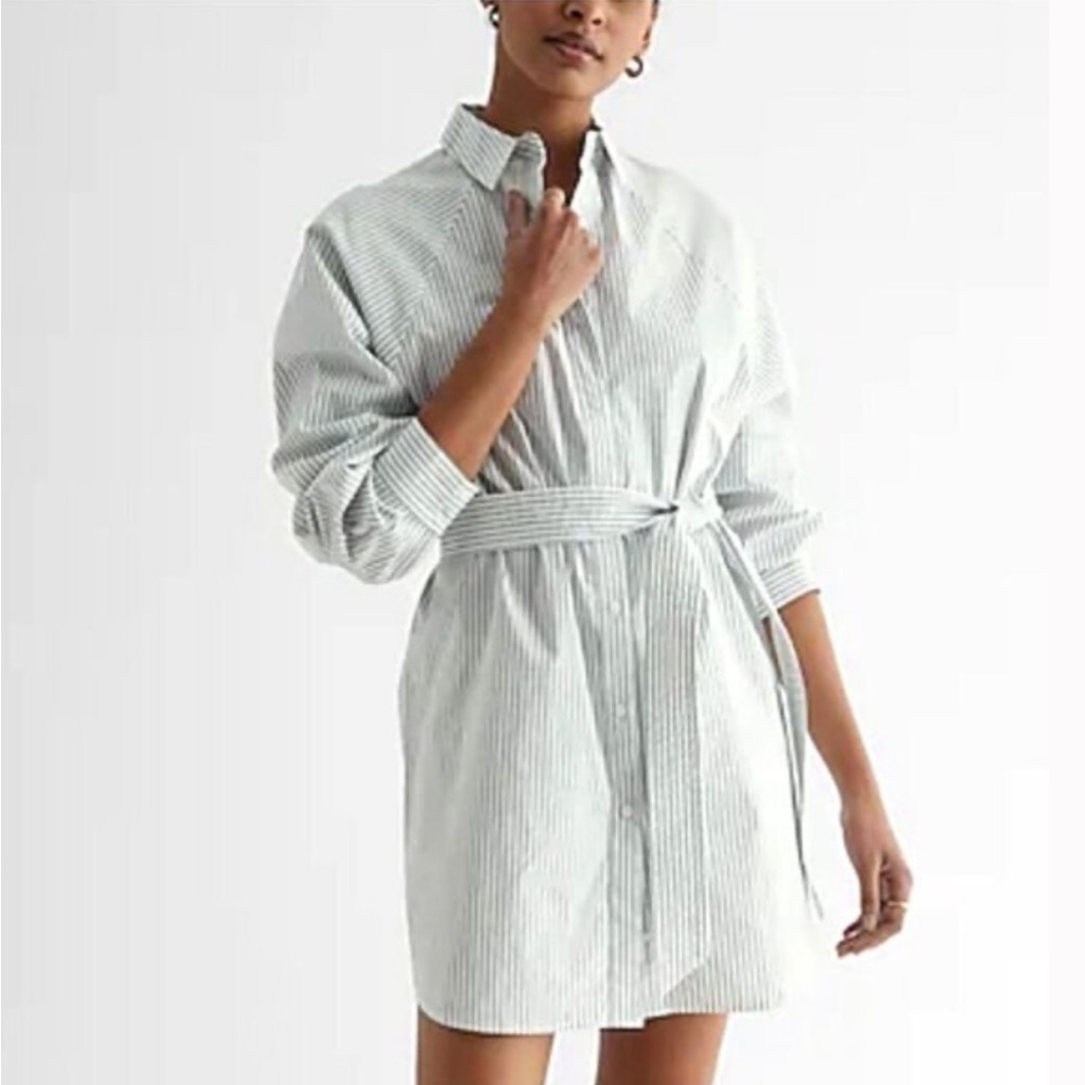 EXPRESS BOYFRIEND POPLIN PORTOFINO SHIRT DRESS | Medium